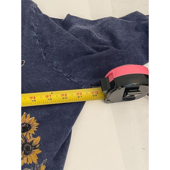 Jess & Jane Women's XL Mineral Washed Cotton Wavy Contrast Asymmetric Tunic Top - Picture 11 of 11